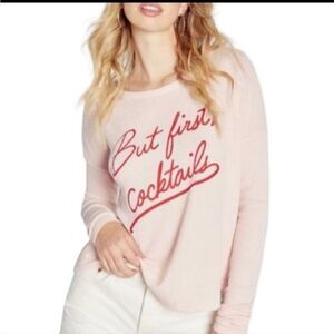 WILDFOX BUT FIRST COCKTAILS HUDSON THERMAL Sweater NWT